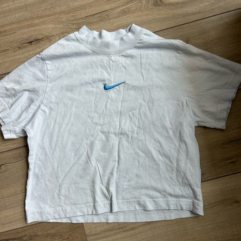 Nike White T-Shirt with Blue Logo